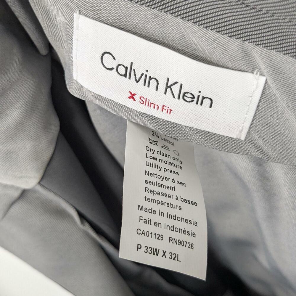 Calvin Klein Mens X Slim-Fit Stretch Suit Dress Pants Navy Burgundy Plaid 33x32 - Picture 7 of 7